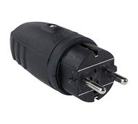 as Schwabe - Enchufe de goma NF 230 V/16 A sin cable de alimentación 2PT con conexión a tierra, apto para uso exterior IP44 Made in Germany, negro I 860410