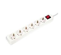 as - Schwabe Enchufe múltiple de 6 vías con interruptor - Enchufe múltiple con cable de 1,4 m - Enchufe múltiple de 230 V / 16 A con interruptor de reserva - IP20 - Blanco I 11501