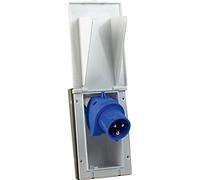 as - Schwabe -Enchufe para caravanas CEE 230 V / 16 A / 3 polos - Enchufe de superficie de 3 polos para exteriores con tapa abatible - IP44 - Hecho en Alemania - Blanco I 61463