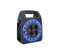 as - Schwabe - Tambor compacto 230 V - Tambor de cable con 15 m de cable revestido de plástico incl. clavija de contacto de puesta a tierra - Cable de extensión con 4 tomas de contacto