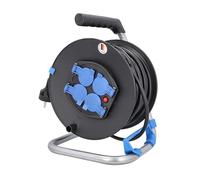 as - Schwabe enrollacables 25 m H05RR-F 3G1,5, IP20 interior, 4 tomas de corriente con toma de tierra, freno de bloqueo, guía de cable, Made in Germany