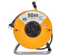 as - Schwabe enrollacables 50 m, IP20 para interiores, 4 tomas NF, Interruptor térmico, Made in Germany