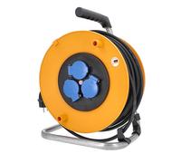 as - Schwabe enrollacables 50 m, IP44 para exteriores, 3 tomas NF, Interruptor térmico, Made in Germany
