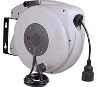 as - Schwabe 12645 Interiores, Acoplamiento de 15 alimentación de 1,5 m, 230 V/16 A, Resistente Carrete de Cable con enrollador automático IP20, 12611, Gris/Antracita, 20 m