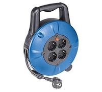 as - Schwabe enrollacables de 10 m H05VV-F 3G1,5-4 tomas 230 V / 16 A / 3.500 W - Protección contra sobrecalentamiento - IP20 - Carrete Negro/Azul, 16094