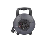 as - Schwabe - Carrete de cable con enchufe de contacto de tierra y cable de 10 metros con revestimiento de plástico, incluye el enchufe de contacto de tierra, 4 tomas de corriente IP20 gris as 16086
