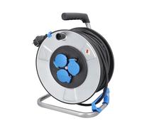 as - Schwabe enrollacables de 33 m H07RN-F 3G2,5-230V/16A/3.500 W - 3 tomas con tapas de protección - Protección contra salpicaduras y descargas eléctricas - Carrete Made in Germany - IP44, 10333