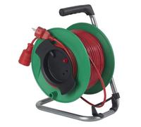 as - Schwabe enrollacables de 50 m H05VV-F 3G1,5-1 toma con tapa de protección - 230V/16A/3.500W - cable de color rojo de seguridad de conexión de 1,5 m - IP20 - Carrete Made in Germany, 12325