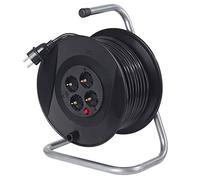 as - Schwabe enrollacables de 50 m H05VV-F 3G1,5-4 tomas 230 V / 16 A / 3.500 W - Protección contra sobrecalentamiento - IP20 - Carrete Made in Germany, 11101