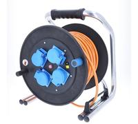 as - Schwabe enrollacables de 50 m H07BQ-F 3G1,5-4 Tomas con Tapas de protección - Bobina de Cable Extremadamente Resistente - Protección contra Salpicaduras IP54 - Made in Germany, 20742