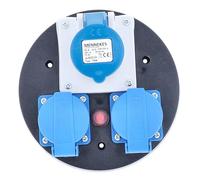 as - Schwabe inserto de enchufe CEE para carrete de cable, 1 toma CEE 3 polos 230 V + 3 tomas con tierra, tapa protectora azul, exterior IP44