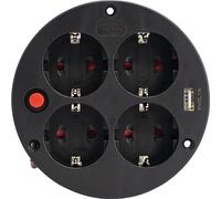 as - Schwabe Inserto de Enchufe para Carrete de Cable, 4 Tomas de Corriente con Toma de Tierra + Puerto USB, Interior IP20, Interruptor térmico, 230 V 16 A