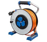 as - Schwabe IronCoat Xperts enrollacables 40 m H07BQ-F 3G1,5, IP44 exterior, 3 tomas de corriente con toma de tierra + puerto USB, protección contra descargas eléctricas, Made in Germany
