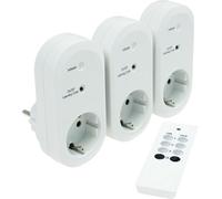 as - Schwabe - Juego de 3 tomas de corriente con control remoto, 3 tomas de corriente conmutables individual o simultáneamente, 1 pieza, blanco, 24080