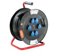 AS - Schwabe Mammouth - Enrollador de cable (80 m, H07RN-F 3G2,5, exterior IP44, 6 enchufes con tierra, extremadamente robusto, Made in Germany