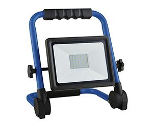 as - Schwabe Portable Chip Spotlight - Foco de construcción de 50 W con marco plegable Luz de trabajo puntual - Luz LED móvil para uso en exteriores e interiores - IP65 - Azul I 46341