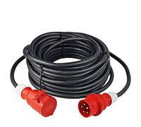 as Schwabe TechnikProdukte Prolongación de uso intensivo - Enchufe CEE y toma CEE (400 V / 16 A / 11 kW) - Prolongación CEE de 25 m de 5 polos con cable de goma H07RN-F 5G2,5 - IP44 - Negro