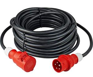 as - Schwabe Prolongación de uso intensivo - Enchufe CEE y toma CEE (400 V / 16 A / 11 kW) - Prolongación CEE de 50 m de 5 polos con cable de goma H07RN-F 5G2,5 - IP44 - Negro