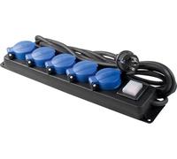 AS Schwabe Regleta de enchufes Industrial 5 tomas 1,5m H07RN-F con tapas e interruptor 38609