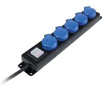 as - Schwabe regleta de enchufes Industrial con 5 Tomas - Enchufe múltiple de 1,5 m H07RN-F 3G2,5 - con Tapas Protectoras - fijación Mural - Interruptor Iluminado - Resistente a Salpicaduras, 38631