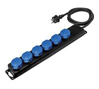 as - Schwabe regleta de enchufes Industrial con 6 Tomas - Enchufe múltiple de 1,5 m H07RN-F 3G1,5 - con Tapas Protectoras - fijación Mural - Ideal para Obra - Resistente a Salpicaduras IP44, 38616