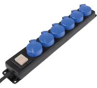 as - Schwabe regleta de enchufes Industrial con 6 Tomas - Enchufe múltiple de 1,5 m H07RN-F 3G1,5 - con Tapas Protectoras - fijación Mural - Interruptor Iluminado - Resistente a Salpicaduras, 38606