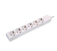 as - Schwabe - Regleta de enchufes múltiples de 6 vías, girada 45°, con cable de 3 m, con protección de contacto aumentada, toma de corriente múltiple para interiores, 230V, 16A, IP20, blanco