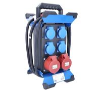 as - Schwabe STECKY 12 60962 - Distribuidor de corriente portátil (conector CEE 400 V/32 A/5 pines, 4 x Schuko, 1 x CEE 16 A, 1 x CEE 32 A, adaptador móvil, distribuidor para interior y exterior,