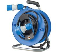 as - Schwabe - Tambor de cable para aparatos de exterior CEE, 25 m de cable de goma con enchufe y toma de corriente con nuevo indicador de tensión powerlight, protección contra agua - azul