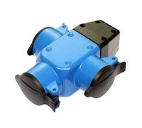 as Schwabe TechnikProdukte Toma de distribución de acción triple -Distribuidor de corriente de goma 230 V / 16 A con tapa abatible - Toma de distribución para exteriores y obras - IP44