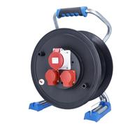 as - Schwabe Xperts carrete de cable vacío, para aprox. 25 m de cable, exterior IP44, 2 tomas de corriente con toma de tierra + 1 toma CEE 5 polos 400 V, interruptor térmico, Made in Germany