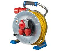 as - Schwabe Xperts enrollacables CEE 25 m AT-N07V3V3-F 5G2,5, IP44 exterior, 2 tomas de corriente con toma de tierra y 1 toma CEE 400 V 5 polos, Interruptor térmico, Made in Germany