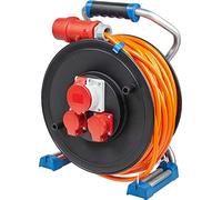 as - Schwabe Xperts enrollacables CEE 30 m H07BQ-F 5G2,5, IP44 exterior, 2 tomas de corriente con toma de tierra y 1 toma CEE 400 V 5 polos, Interruptor térmico, Made in Germany