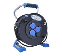 AS - Schwabe Xperts - Enrollador de cable (25 m, H07RN-F 3G1,5, IP44 exterior, 3 enchufes con tierra + puerto USB, indicador de tensión, protección térmica, Made in Germany