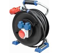 AS - Schwabe Xperts - Enrollador de cable CEE 30 m H07RN-F 5G2,5, IP44 exterior con 2 enchufes con tierra, 1 enchufe CEE 400 V 5 polos, protección térmica, Made in Germany