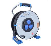 AS - Schwabe Xperts MI - Carrete de cable (40 m, H07RN-F 3G2,5, IP44, 3 enchufes con tierra + puerto USB, indicador de tensión, protección contra descargas eléctricas, Made in Germany