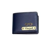 AS Store Cartera personalizada con nombre para hombre con 12 fuentes personalizadas para nombre y 20 abalorios, regala a tu ser querido una vez, Azul, M, Casual