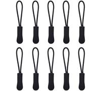 Asa de Cremallera, Etiqueta de Cremallera 10 Piezas de asa extendida, asa de Cremallera, Etiqueta de Repuesto de Cuerda de Nailon, con Cremallera, para Ropa Mochila TPU Nailon 6X0.9CM Negro