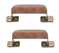 Asa de cuero para equipaje, correa de repuesto de estilo vintage para maleta, maletero, bolso, maletín, 2 asas de tracción, D (bronce marrón), 6, Vintage