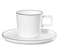ASA OCO Ligne Noire 2030113 - Taza de café Espresso con platillo de Fine Bone China, Color Blanco con línea Negra, tamaño: 5,8 cm x 5,8 cm x 5,8 cm Aprox