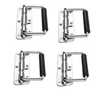 Asa Plegable, 4pcs Mango Plegable En Acero Inoxidable, Asa Plegable de Rebote Automático, Asa Plegable para Maleta, Estuche de Vuelo, Estuche de Herramientas, Estuche de Camping (Plata, 110 mm)