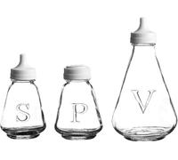 ASA® Ravenhead Essentials - Macetas para salero, pimienta y vinagre, botella para servir, tapa agitadora, transparente, paquete de 3
