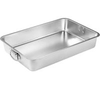 Asador de acero inoxidable con asas, plato horno, plato para horno, placa para asar, horno grande para pavo y verduras, exterior pulido espejo, fácil de limpiar, 7 x 40 x 30 cm