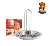 Asador de Pollos,Asador Vertical de Pollo de Acero Inoxidable con Bandeja de Goteo Diseño Plegable para Acampar al Aire Libre Ideal para Asar Pollos Asar aves a la Parrilla y Usar en Hornos