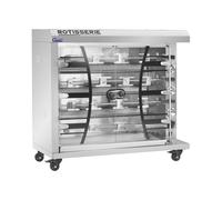 Asador de pollos de gas - 4 insertos para 24 pollos - con iluminación y ruedas - Royal Catering