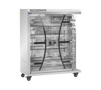 Asador de pollos de gas - 6 insertos para 36 pollos - con iluminación y ruedas - Royal Catering