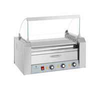 Royal Catering Asador De Salchichas Parrilla Eléctrica RC-RG7DC (7 rodillos, Cajón calentador y 2 zonas calefactoras independientes, acero inoxidable)