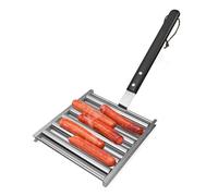 Asador De Salchichas Para Parrilla - Soporte Para Salchichas Con Mango De Madera | Capacidad Para 5 Salchichas, Accesorios De Parrilla Inoxidables Para Fiestas Campamentos Ferias Eventos Exteriores