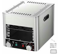 Asador eléctrico para carnes de 1700 W y parrilla de interior sin humo; horno de acero inoxidable con rejilla ajustable de 10 niveles y 10 ranuras de asado para barbacoas familiares.