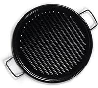 La Valenciana 46 cm de acero esmaltado plancha Pan con 2 manijas, Negro
